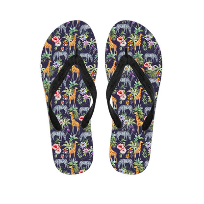 Tropical Zebra Giraffe Pattern Print Flip Flops
