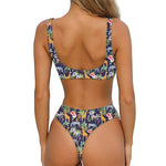 Tropical Zebra Giraffe Pattern Print Front Bow Tie Bikini