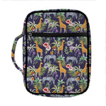 Tropical Zebra Giraffe Pattern Print Front Pocket Bible Bag