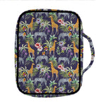 Tropical Zebra Giraffe Pattern Print Front Pocket Bible Bag