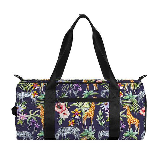 Tropical Zebra Giraffe Pattern Print Gym Bag