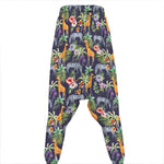 Tropical Zebra Giraffe Pattern Print Hammer Pants