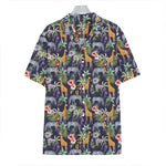 Tropical Zebra Giraffe Pattern Print Hawaiian Shirt