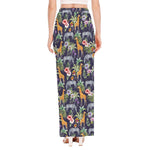 Tropical Zebra Giraffe Pattern Print High Slit Maxi Skirt