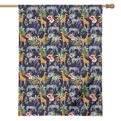 Tropical Zebra Giraffe Pattern Print House Flag