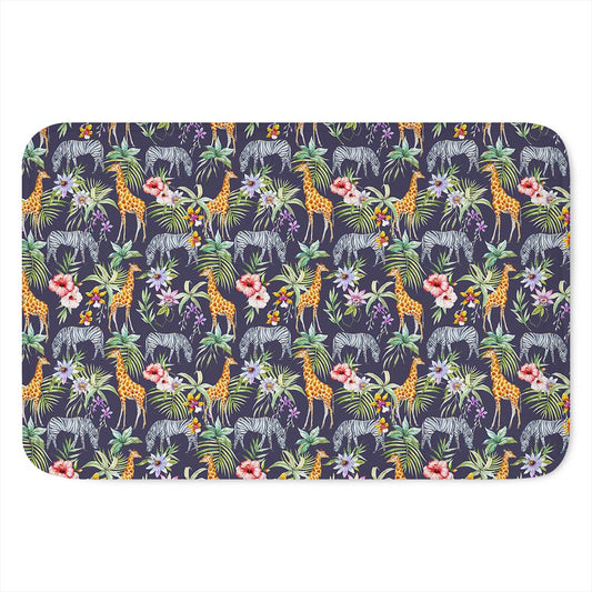 Tropical Zebra Giraffe Pattern Print Indoor Door Mat