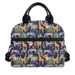 Tropical Zebra Giraffe Pattern Print Insulated Lunch Bag