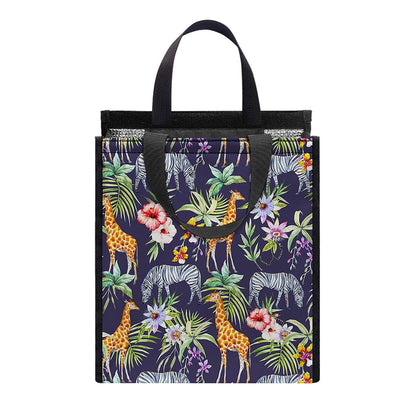 Tropical Zebra Giraffe Pattern Print Insulated Lunch Tote