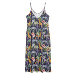 Tropical Zebra Giraffe Pattern Print Jersey Midi Cami Dress