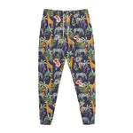 Tropical Zebra Giraffe Pattern Print Jogger Pants