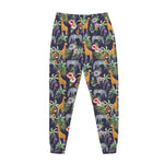 Tropical Zebra Giraffe Pattern Print Jogger Pants