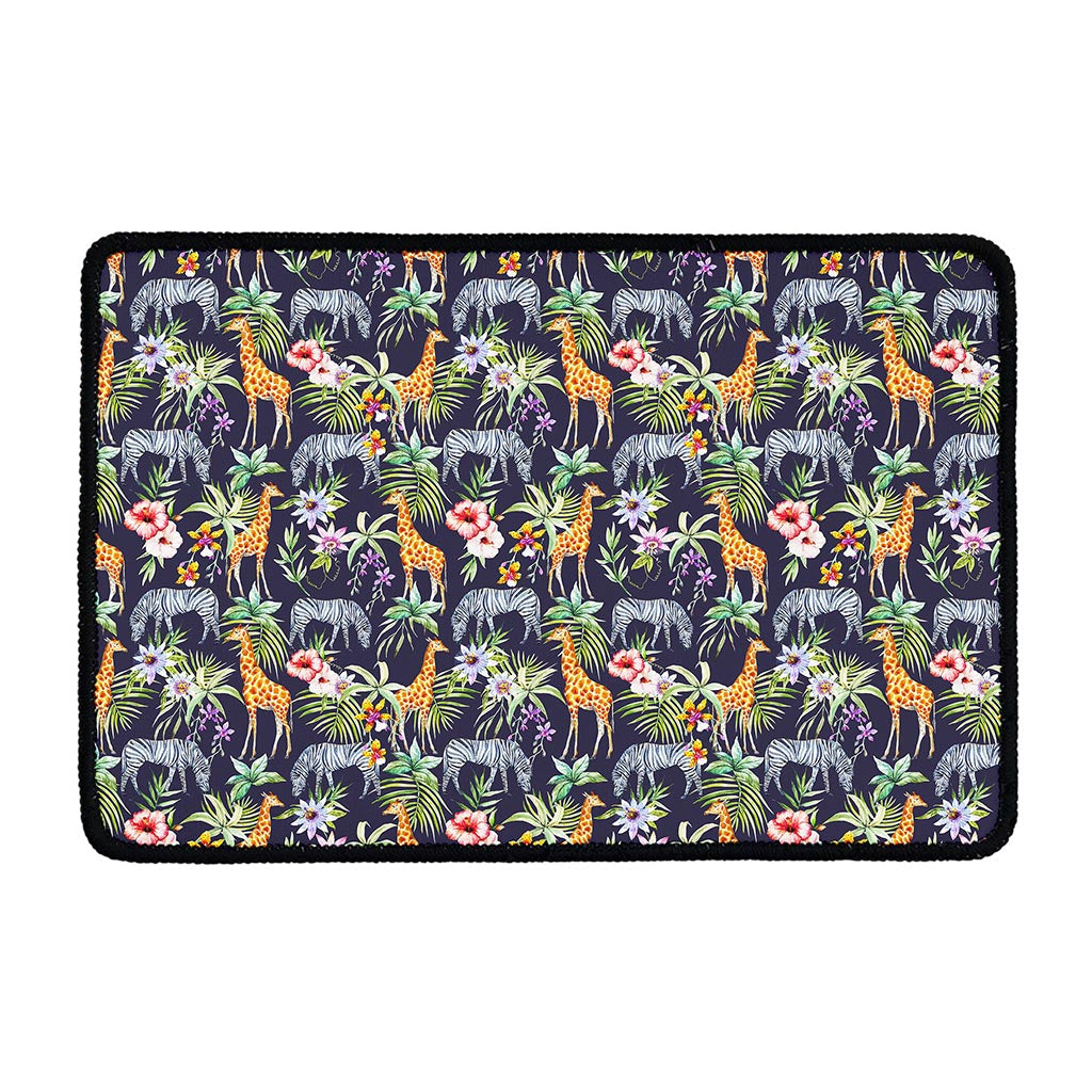 Tropical Zebra Giraffe Pattern Print Kitchen Mat