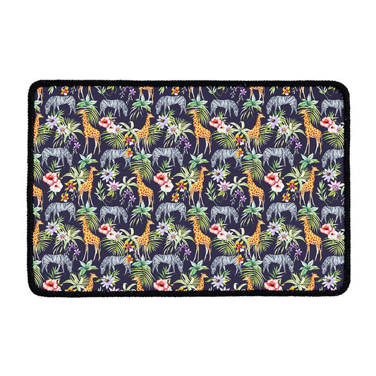 Tropical Zebra Giraffe Pattern Print Kitchen Mat
