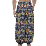 Tropical Zebra Giraffe Pattern Print Lantern Pants