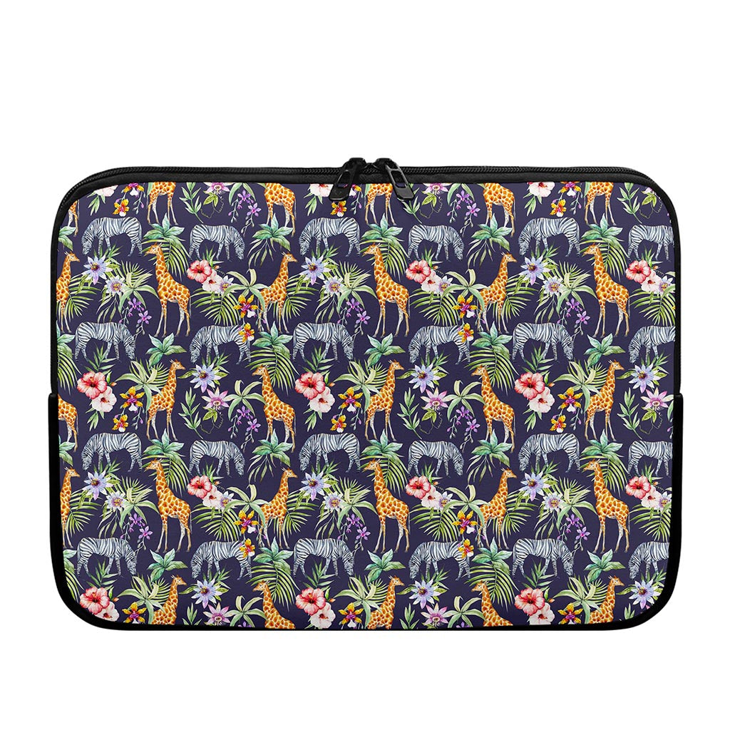 Tropical Zebra Giraffe Pattern Print Laptop Sleeve