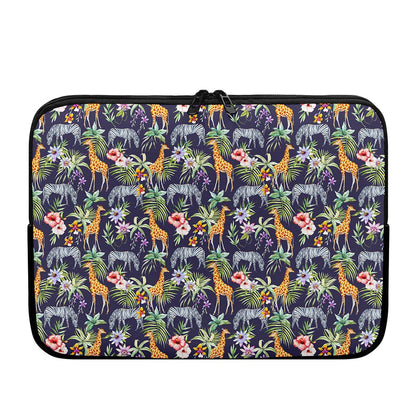 Tropical Zebra Giraffe Pattern Print Laptop Sleeve