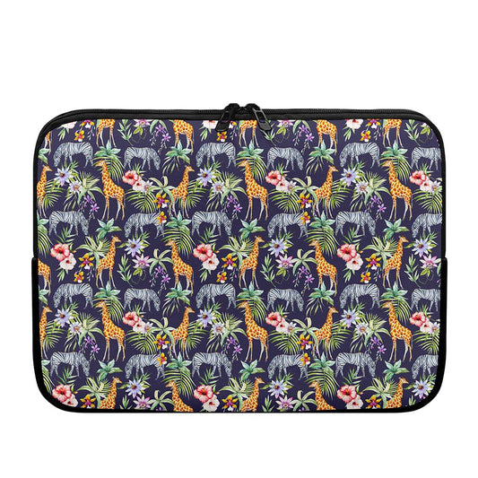 Tropical Zebra Giraffe Pattern Print Laptop Sleeve