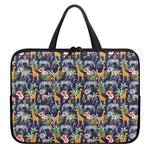 Tropical Zebra Giraffe Pattern Print Laptop Sleeve With Handle