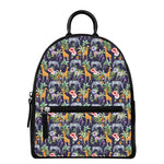 Tropical Zebra Giraffe Pattern Print Leather Backpack