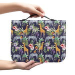 Tropical Zebra Giraffe Pattern Print Leather Bible Cover