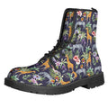 Tropical Zebra Giraffe Pattern Print Lace-Up Boots