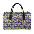 Tropical Zebra Giraffe Pattern Print Leather Duffel Bag