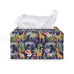Tropical Zebra Giraffe Pattern Print Leather Tissue Box Cover