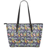 Tropical Zebra Giraffe Pattern Print Leather Tote Bag