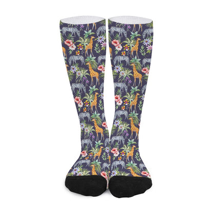 Tropical Zebra Giraffe Pattern Print Long Socks