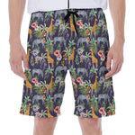 Tropical Zebra Giraffe Pattern Print Men's Beach Shorts