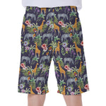 Tropical Zebra Giraffe Pattern Print Men's Beach Shorts