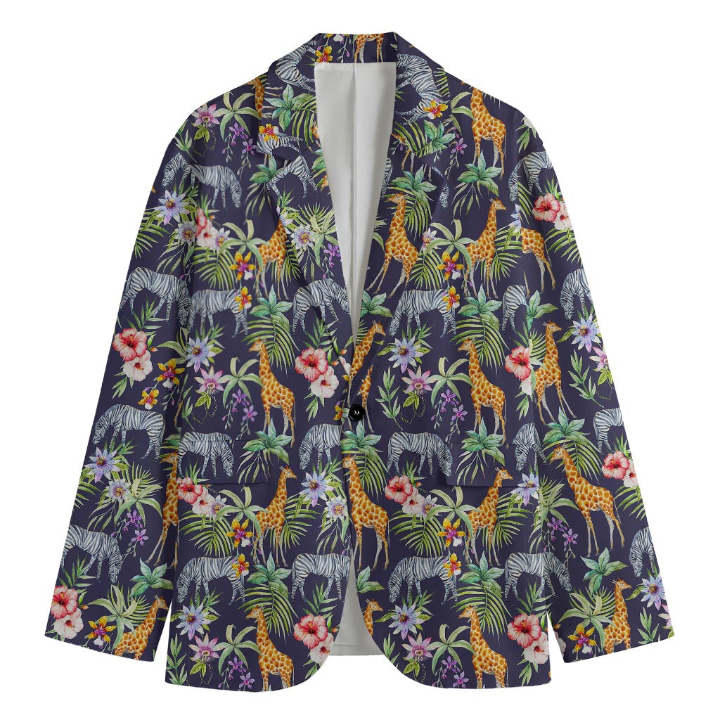 Tropical Zebra Giraffe Pattern Print Men's Blazer