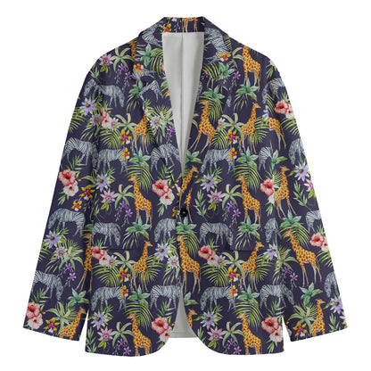 Tropical Zebra Giraffe Pattern Print Men's Blazer