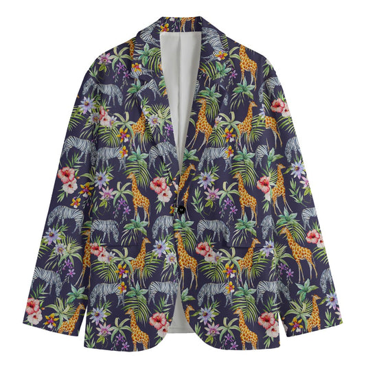 Tropical Zebra Giraffe Pattern Print Men's Blazer