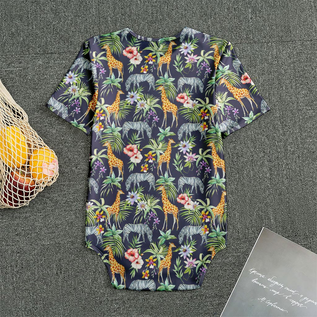 Tropical Zebra Giraffe Pattern Print Men's Bodysuit