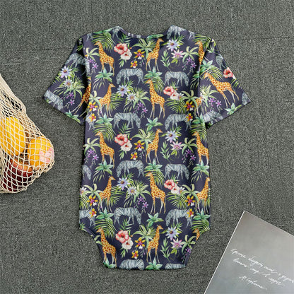 Tropical Zebra Giraffe Pattern Print Men's Bodysuit