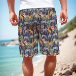 Tropical Zebra Giraffe Pattern Print Men's Cargo Shorts