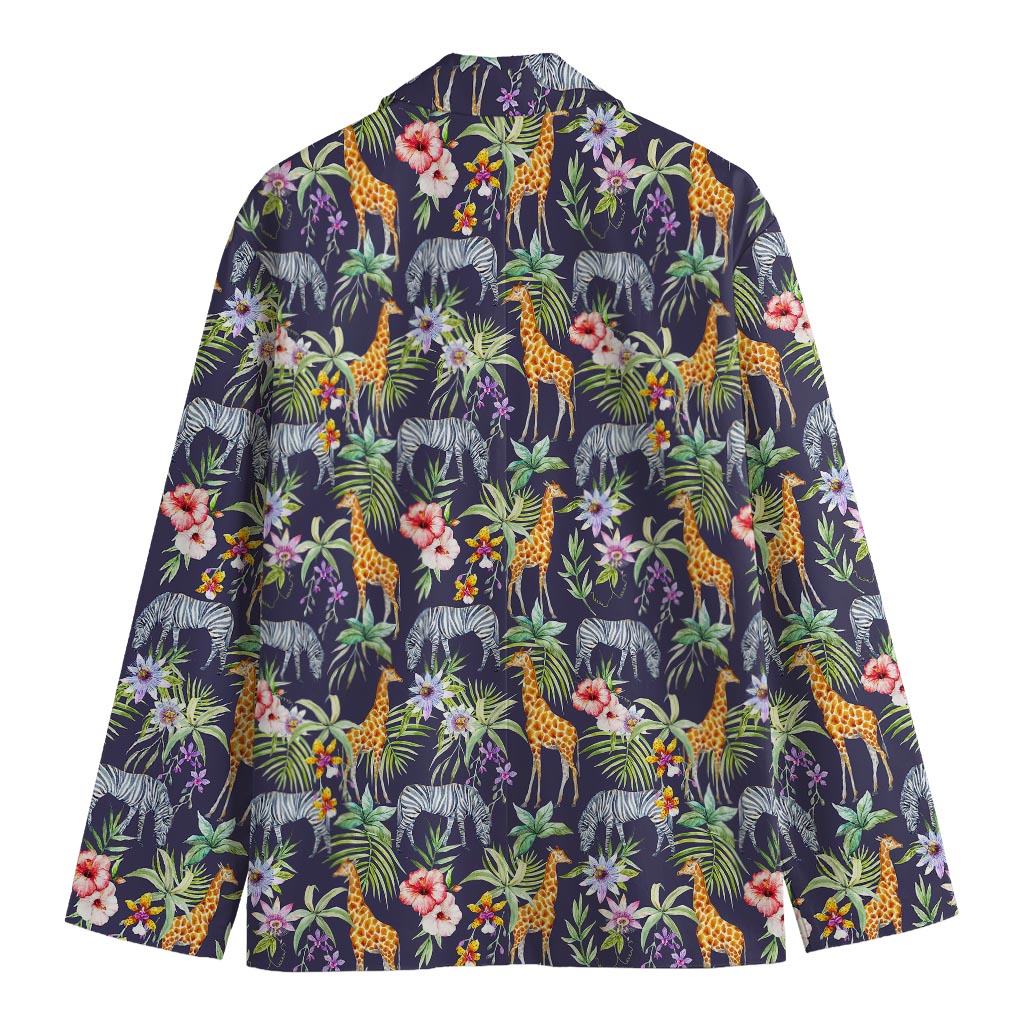 Tropical Zebra Giraffe Pattern Print Men's Cotton Blazer