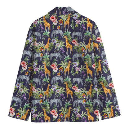 Tropical Zebra Giraffe Pattern Print Men's Cotton Blazer