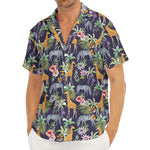 Tropical Zebra Giraffe Pattern Print Men's Deep V-Neck Shirt