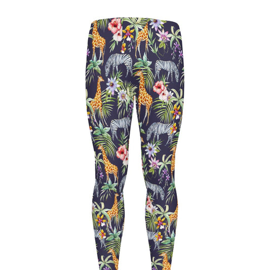 Tropical Zebra Giraffe Pattern Print Men's leggings