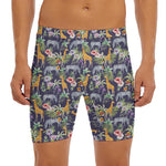 Tropical Zebra Giraffe Pattern Print Men's Long Boxer Briefs