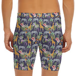 Tropical Zebra Giraffe Pattern Print Men's Long Boxer Briefs