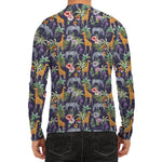 Tropical Zebra Giraffe Pattern Print Men's Long Sleeve Rash Guard