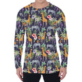 Tropical Zebra Giraffe Pattern Print Men's Long Sleeve T-Shirt