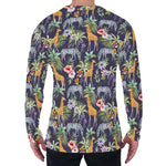 Tropical Zebra Giraffe Pattern Print Men's Long Sleeve T-Shirt