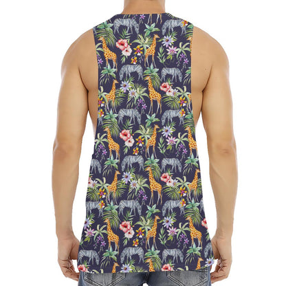 Tropical Zebra Giraffe Pattern Print Men's Muscle Tank Top
