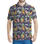 Tropical Zebra Giraffe Pattern Print Men's Polo Shirt