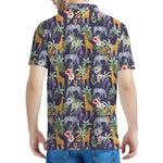 Tropical Zebra Giraffe Pattern Print Men's Polo Shirt