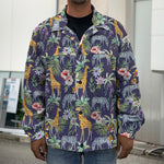 Tropical Zebra Giraffe Pattern Print Men's Shirt Jacket